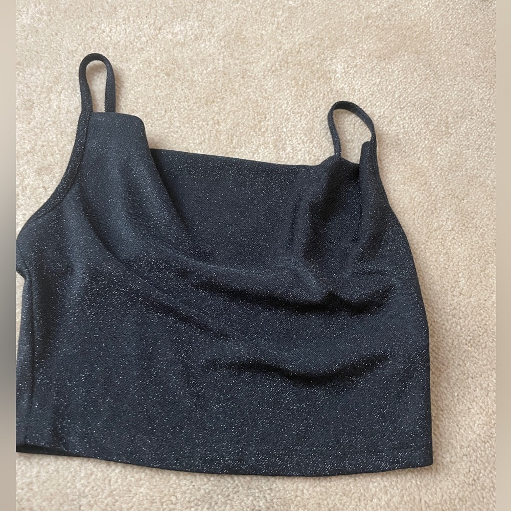 shein bae sparkly black tank top